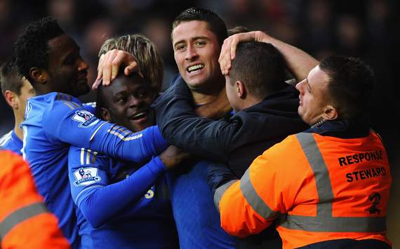 EPL - Swansea City v Chelsea, Victor Moses and Gary Cahill