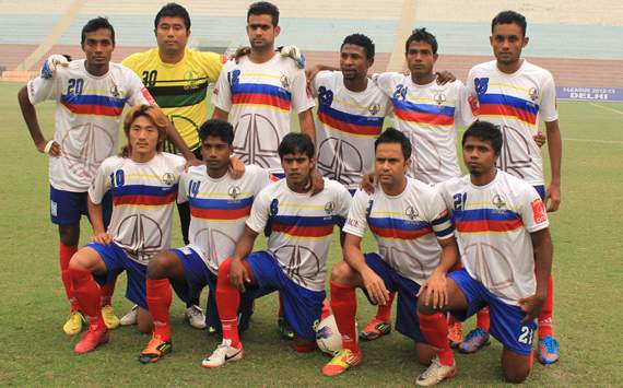 I-League:The ONGC starting Xi pose prior to the kick-of against Air India