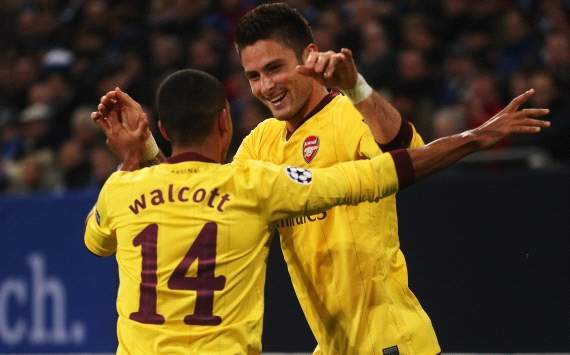UEFA, Champions League, FC Schalke vs. FC Arsenal, Theo Walcott, Olivier Giroud
