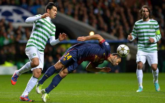 Miku and Mascherano - Celtic v Barcelona
