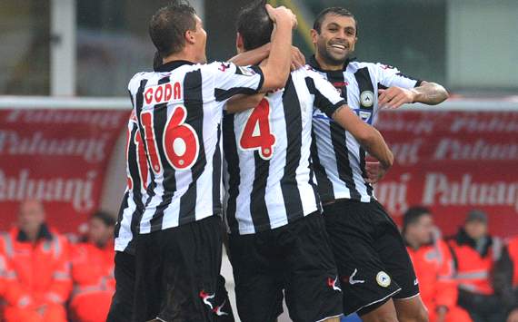 Udinese celebrating vs Chievo