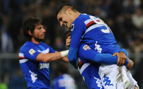 Sampdoria players celebrating - Sampdoria-Genoa