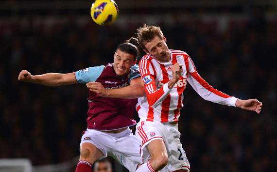 West Ham United v Stoke City, Andy Carroll, Peter Crouch