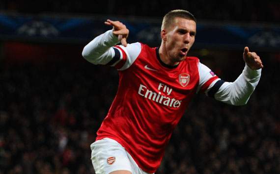 CL - Arsenal FC v Montpellier Herault SC, Lukas Podolski