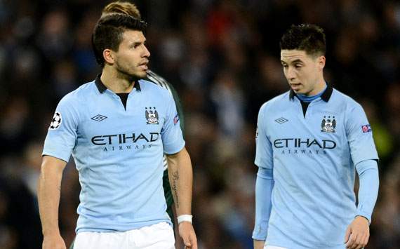 CL - Manchester City FC v Real Madrid, Samir Nasri and Sergio Aguero