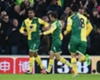 Lewis Grabban celebrates Norwich City's goal against Arsenal