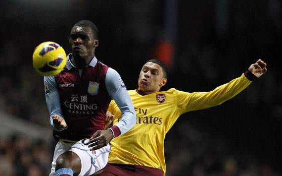 EPL - Aston Villa and Arsenal, Christian Benteke and Alex Oxlade-Chamberlain