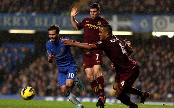EPL - Chelsea v Manchester City, Juan Mata, James Milner and Vincent Kompany