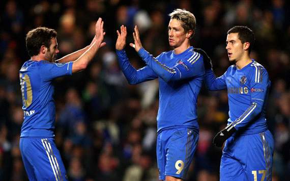 UEFA Champions League, Chelsea v FC Nordsjaelland, Fernando Torres, Juan Mata, Eden Hazard