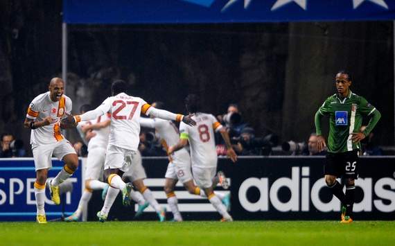 UCL: Galatasaray players celebrating a goal against Braga