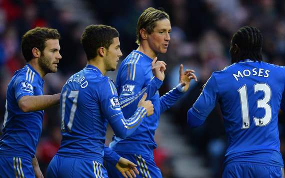 EPL - Sunderland v Chelsea, Fernando Torres, Juan Mata, Eden Hazard and Victor Moses
