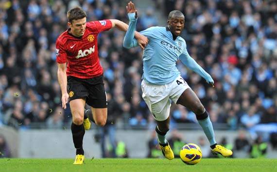 EPL; Yaya Toure; Michael Carrick; Manchester City v Manchester United