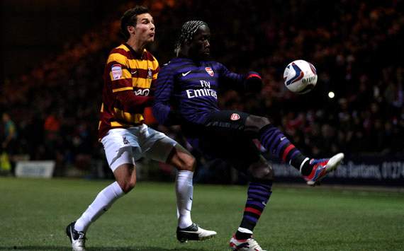 Capital One Cup, Bradford City v Arsenal, Bacary Sagna, Will Atkinson