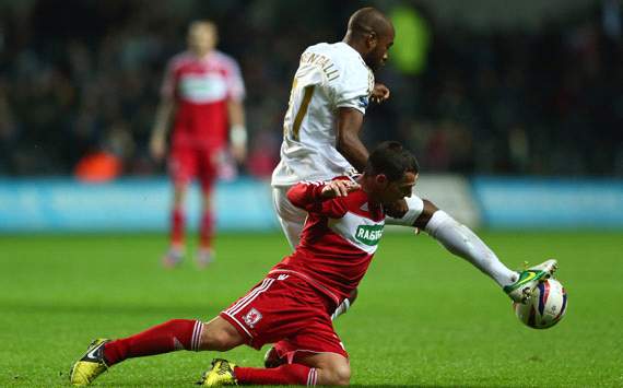 Capital One , Swansea City v Middlesbrough, Scott McDonald, Dwight Tiendalli