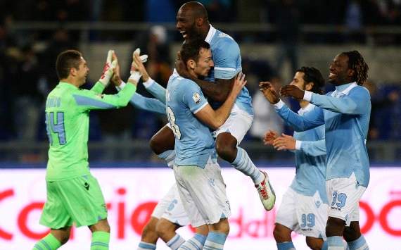 Lazio players celebrate