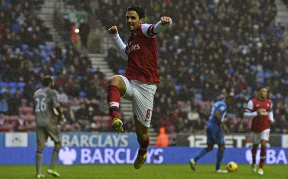 EPL, Wigan Athletic v Arsenal, Mikel Arteta