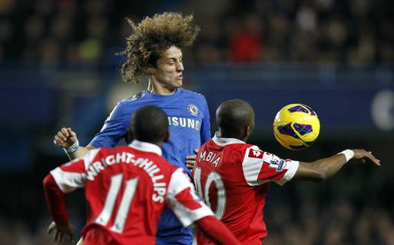 EPL - Chelsea vs Queens Park Rangers, David Luiz, Stephane Mbia and Shaun Wright-Phillips