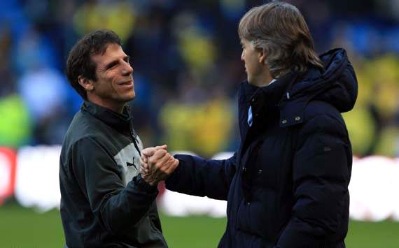 FA Cup Third Round; Gianfranco Zola; Roberto Mancini; Manchester City v Watford