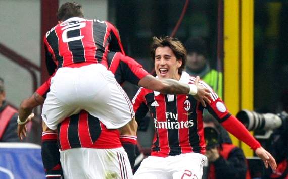 Ac Milan players celebrate a goal