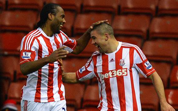 FA Cup, Stoke City v Crystal Palace, Jon Walters (R), Cameron Jerome (L)