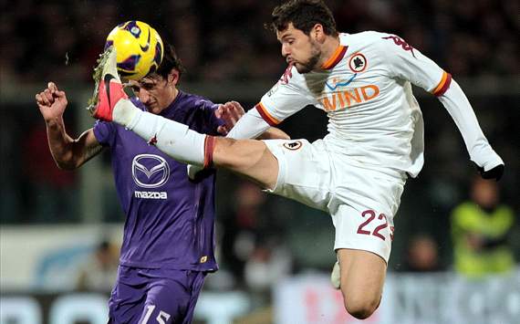 Stefan Savic (F), Mattia Destro (R) - Fiorentina-Roma - Italy Cup