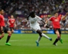 Bafetimbi Gomis scores for Swansea City against Manchester United