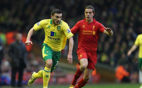 EPL - Liverpool v Norwich City, Jordan Henderson and Robert Snodgrass