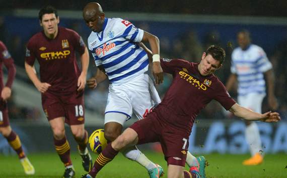 EPL - QPR vs Manchester City, Stephane Mbia & James Milner