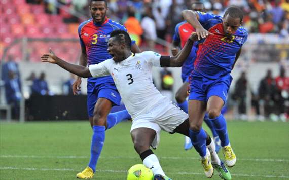 Asamoah Gyan pulled down in the box - 2013 Afcon Ghana v Cape Verde