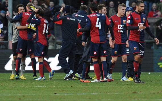 Genoa celebrating vs Lazio