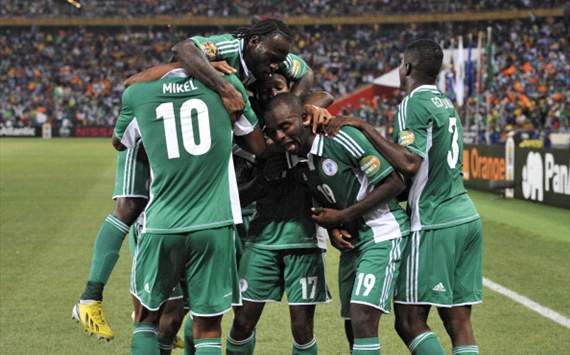 Nigeria celebrate goal against Burkina Faso