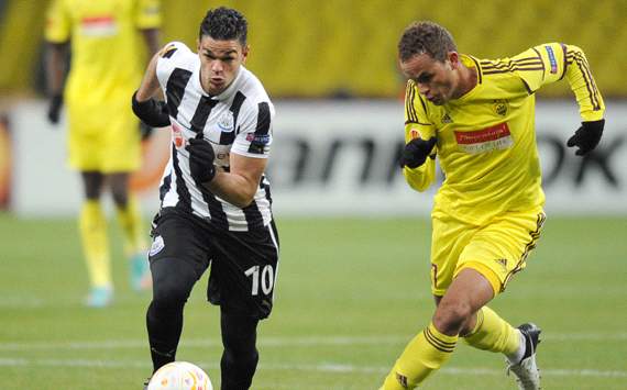 UEFA Europa League, Anji Makhachkala v Newcastle United, Hatem Ben Arfa (L), Ewerton