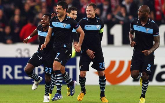 Lazio players celebrating - Stoccarda-Lazio