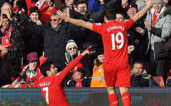 EPL - Liverpool vs Tottenham Hotspur, Luis Suarez and Stewart Downing