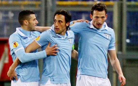 Europa League, Lazio-Stoccarda: Lazio players celebrating