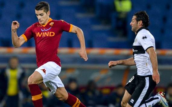 Roma-Parma, Lamela inseguito da Gobbi (Getty Images)