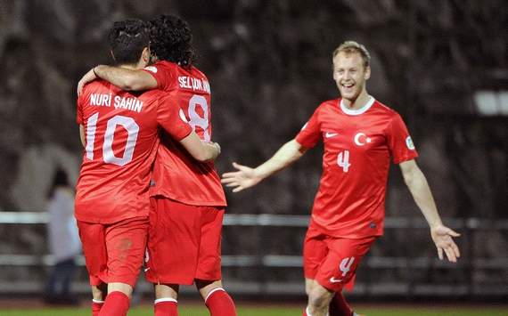 Turkish National Team players celebrating a goal
