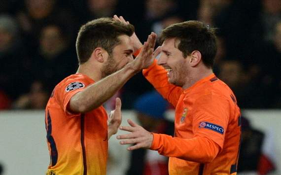 Lionel Messi, Jordi Alba - PSG v Barcelona - UCL