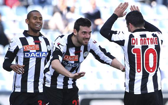 Udinese players celebrating - Udinese-Chievo