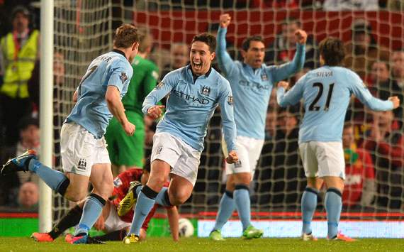 EPL: James Milner - Samir Nasri - Carlos Tevez - Silva, Manchester United v Manchester City