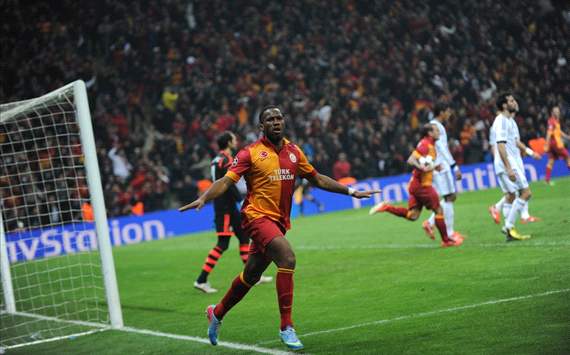 UCL: Didier Drogba (Galatasaray) celebrates goal against Real Madrid