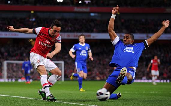 EPL - Arsenal v Everton, Sylvain Distin, Santi Cazorla