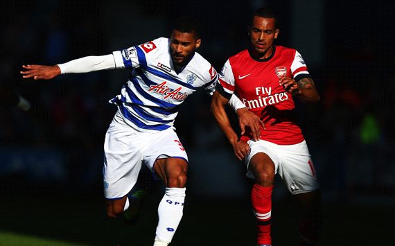 EPL - QPR v Arsenal, Armand Traore (L), Theo Walcott (R)