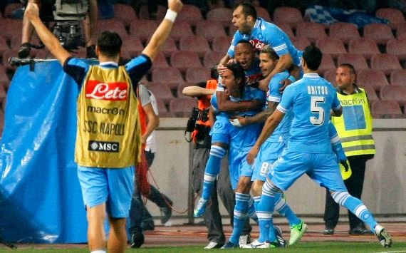 Napoli players celebrate against Inter