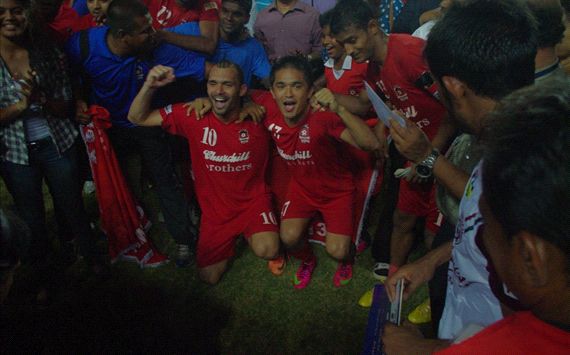 Churchill Brothers celebrating their I-League title