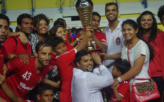 Churchill Brothers celebrating their I-League title