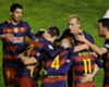 Barcelona players celebrate victory at Rayo Vallecano