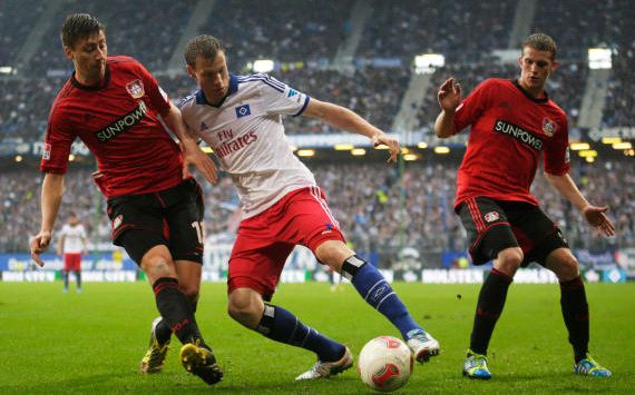 Hamburger SV vs Bayer Leverkusen, Hegeler, Lars Bender, Marcell Jansen