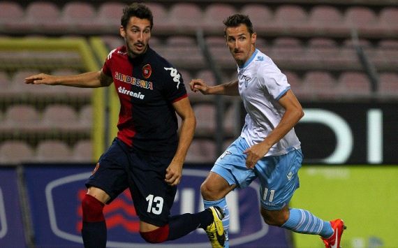 Gianluca Astori and Miroslav Klose - Cagliari-Lazio