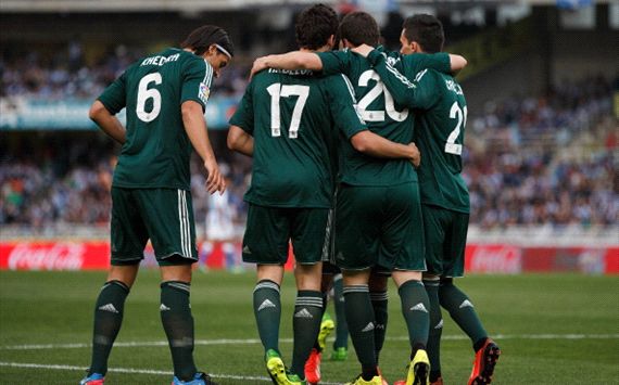 Real madrid celebrates against Real Sociedad